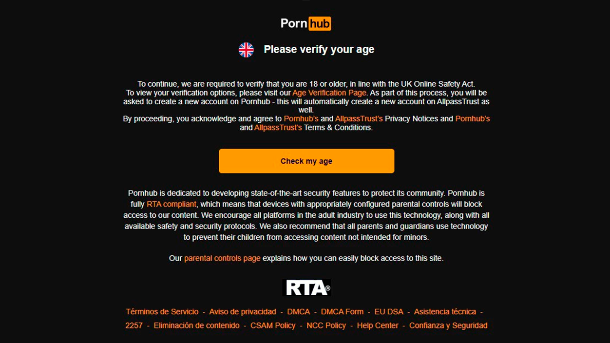 verificación de edad en Reino Unido Pornhub