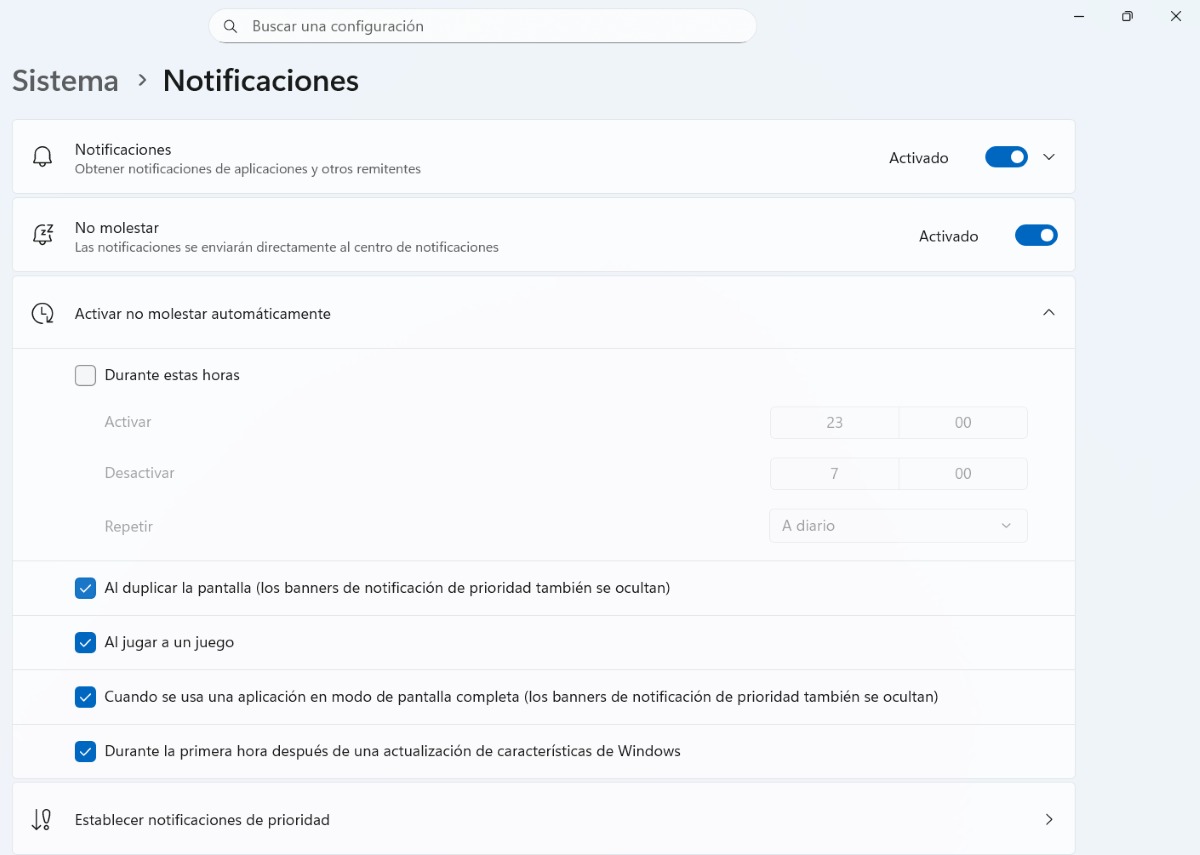 Desactivar notificaciones duplicadas con No molestar