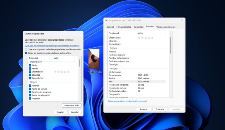 Eliminar los metadatos de una foto en Windows 11