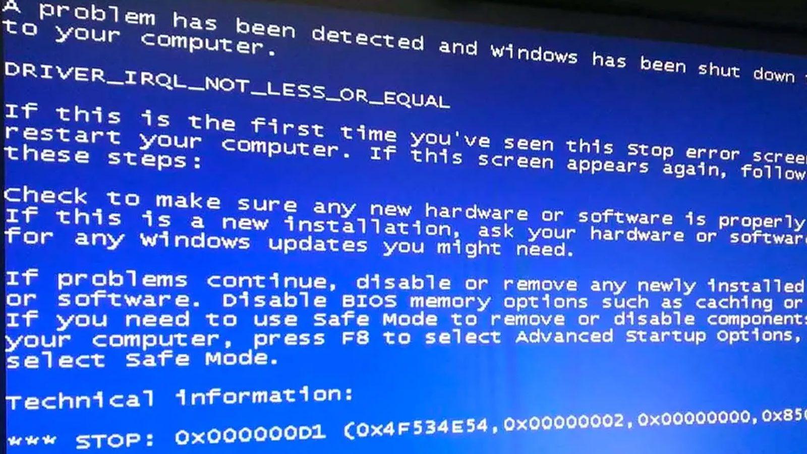 IRQL_NOT_LESS_OR_EQUAL