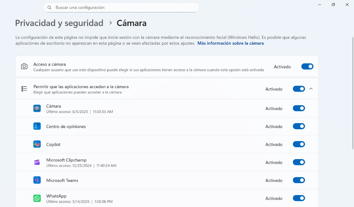Qué aplicaciones tienen acceso a tu cámara