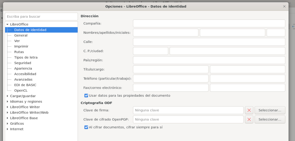 Quitar tu nombre de autor de documentos de LibreOffice