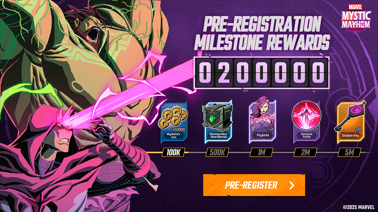 Recompensas especiales por registro previo en Marvel Mystic Mayhem