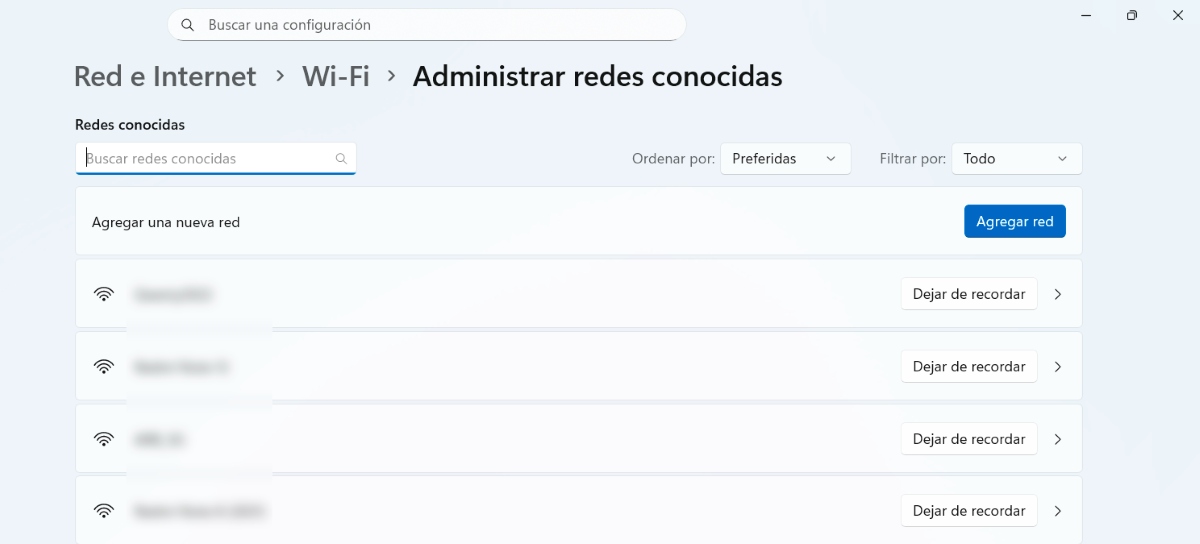 Eliminar contraseña de WiFi guardada
