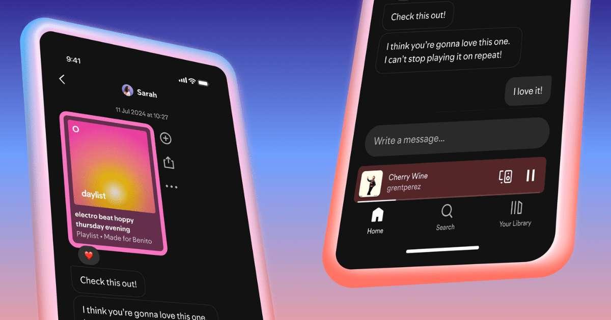 Interfaz de chat de Spotify en el móvil