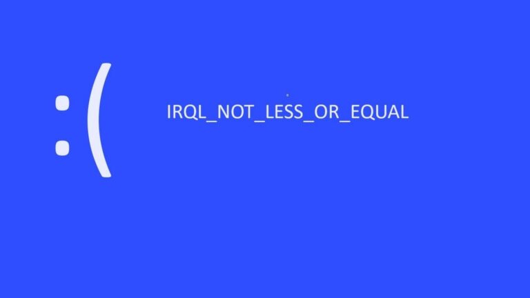 IRQL_NOT_LESS_OR_EQUAL