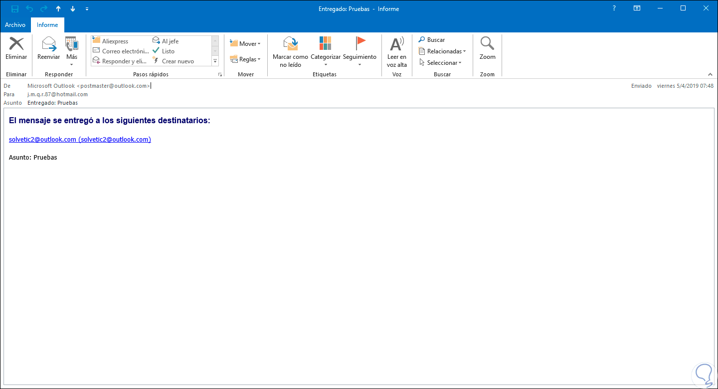 Diagnóstico de correo Outlook