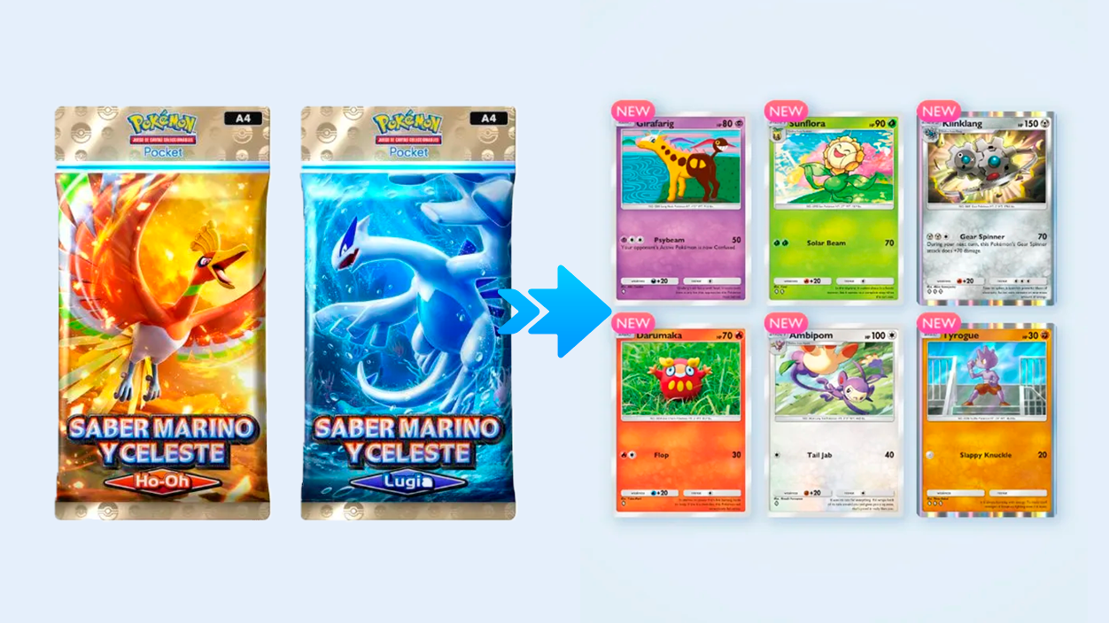 sobres de 6 cartas en Pokémon Pocket