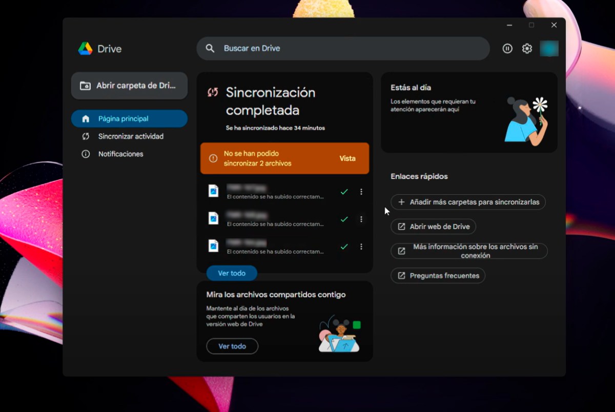 Error al sincronizar en Drive