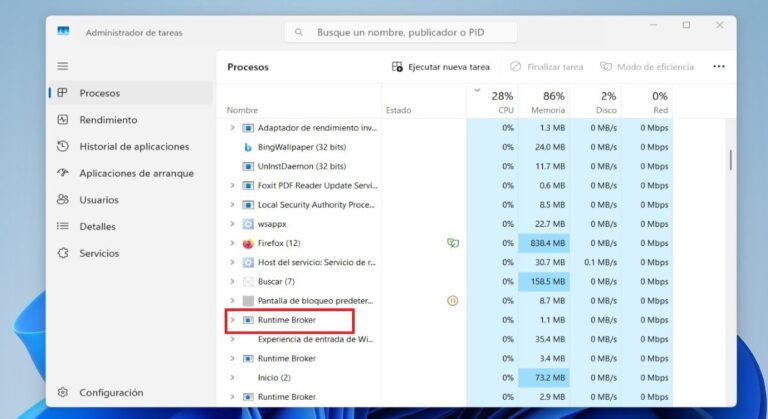 runtimebroker.exe en windows