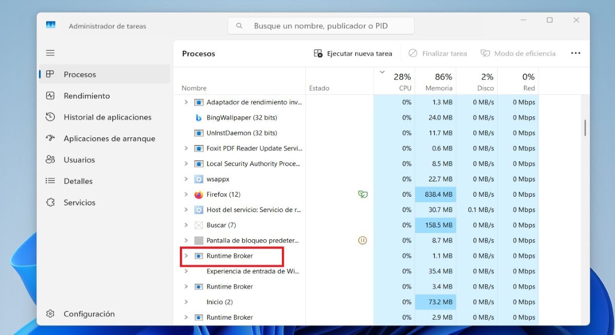runtimebroker.exe en windows