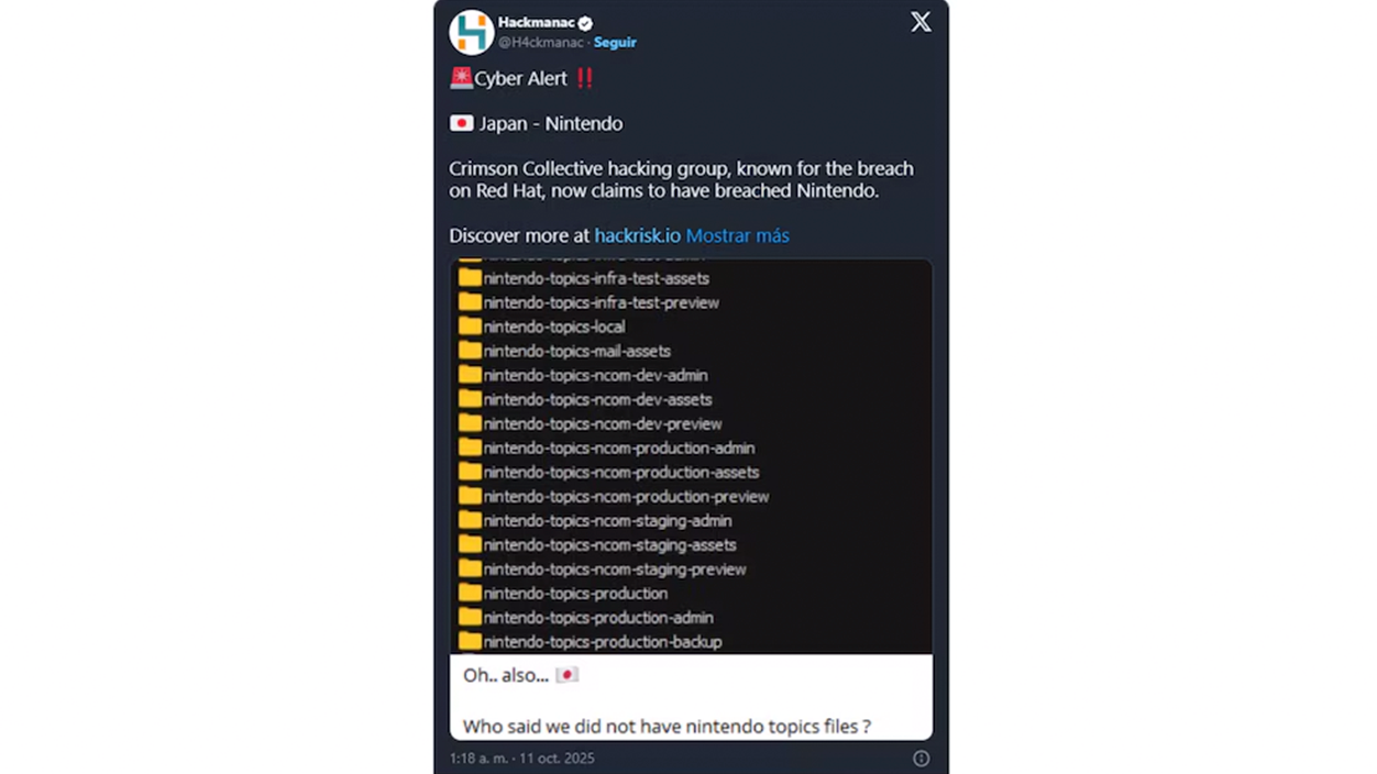 Aviso ataque Nintendo