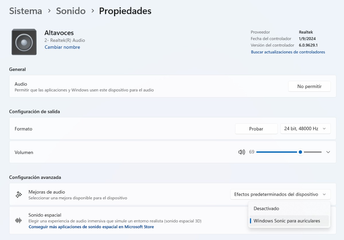 Configurar Windows Sonic
