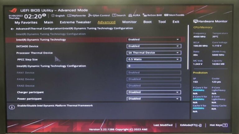 Dynamic Tuning de Intel