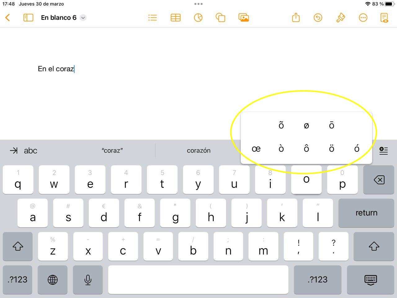El teclado mete tildes raras