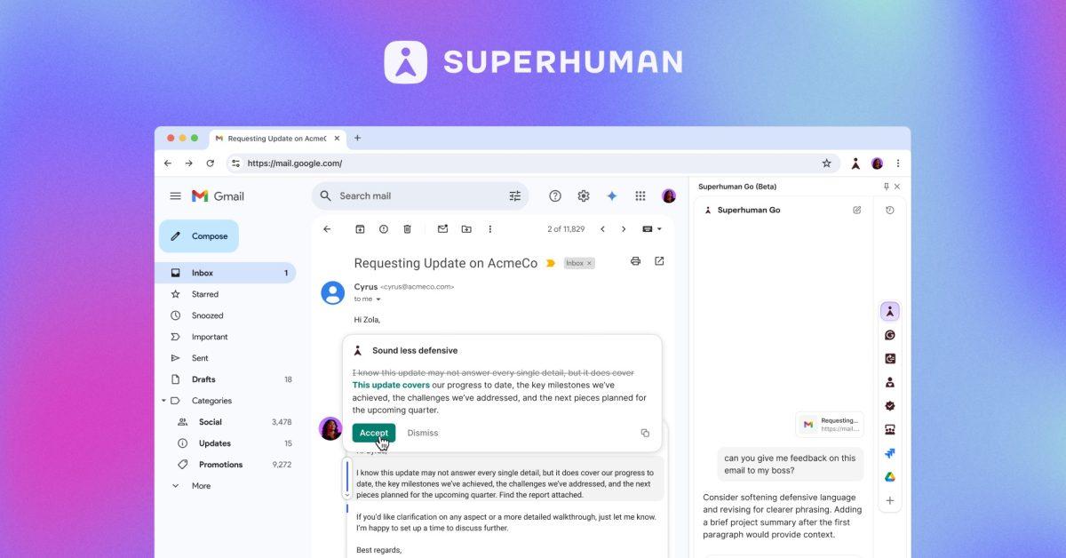 Suite de productividad con IA Superhuman y Grammarly