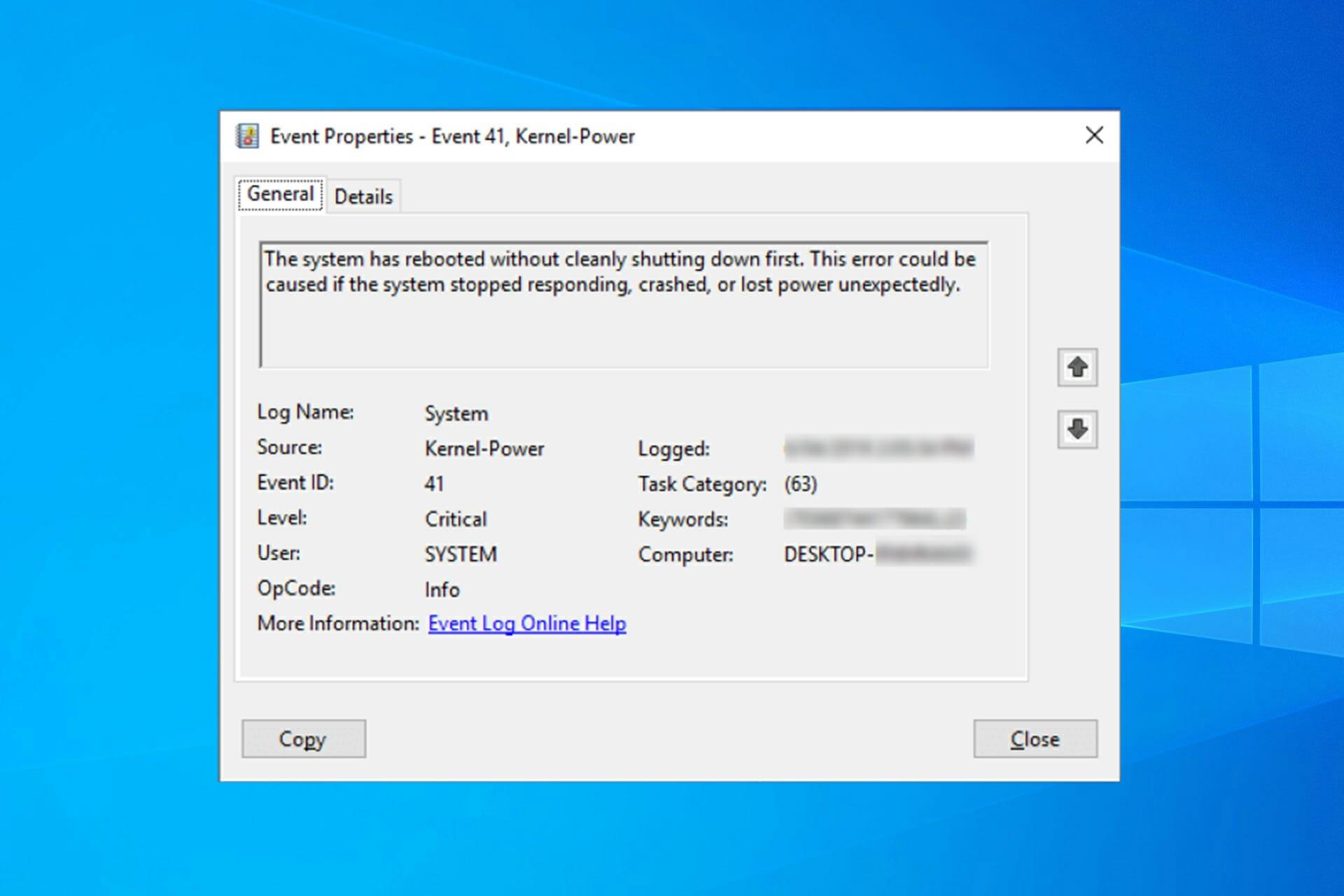 Kernel-Power 41 en Windows