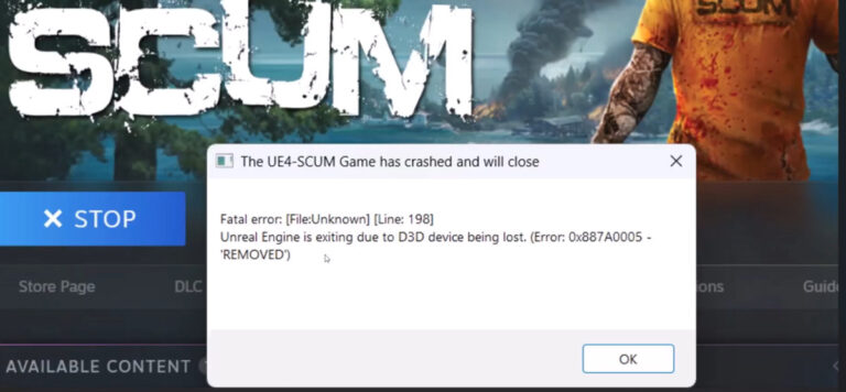 Mensaje Device Lost en Unreal Engine