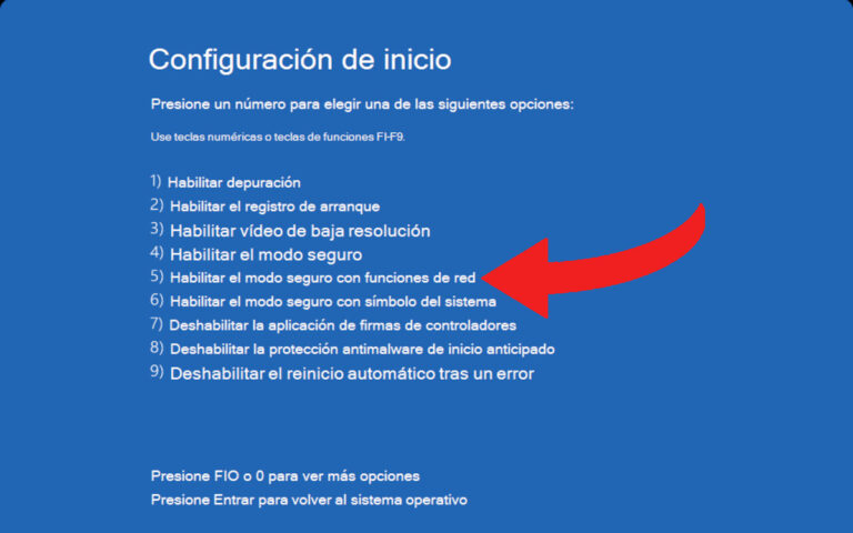 Modo Seguro con Red Windows
