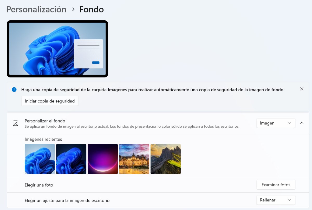 Restablecer la configuración de personalización