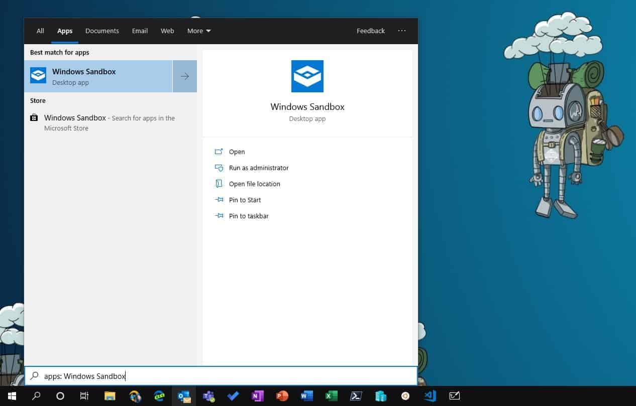 Entorno aislado Windows Sandbox