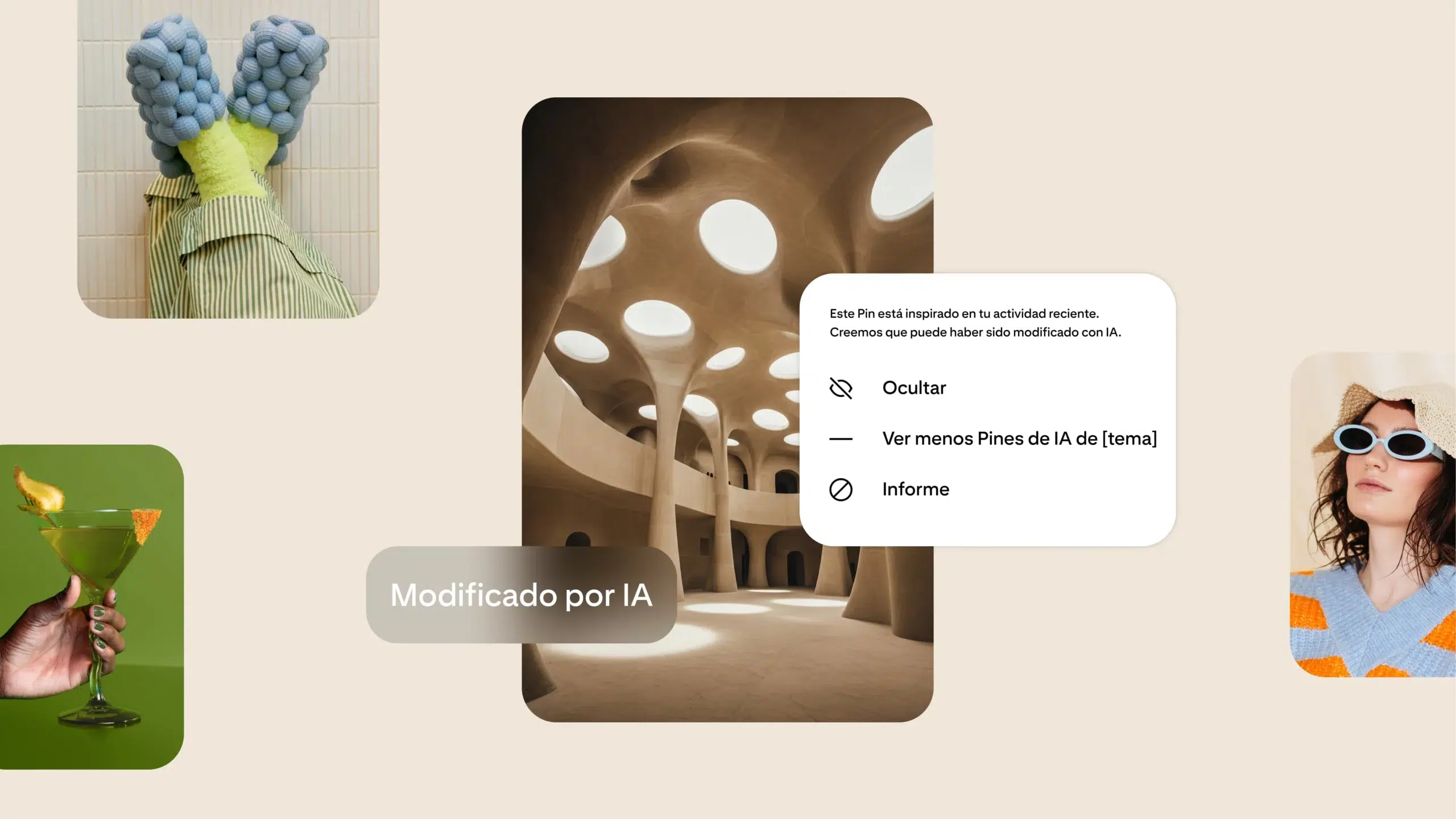 controles para reducir el contenido de IA en el feed de Pinterest