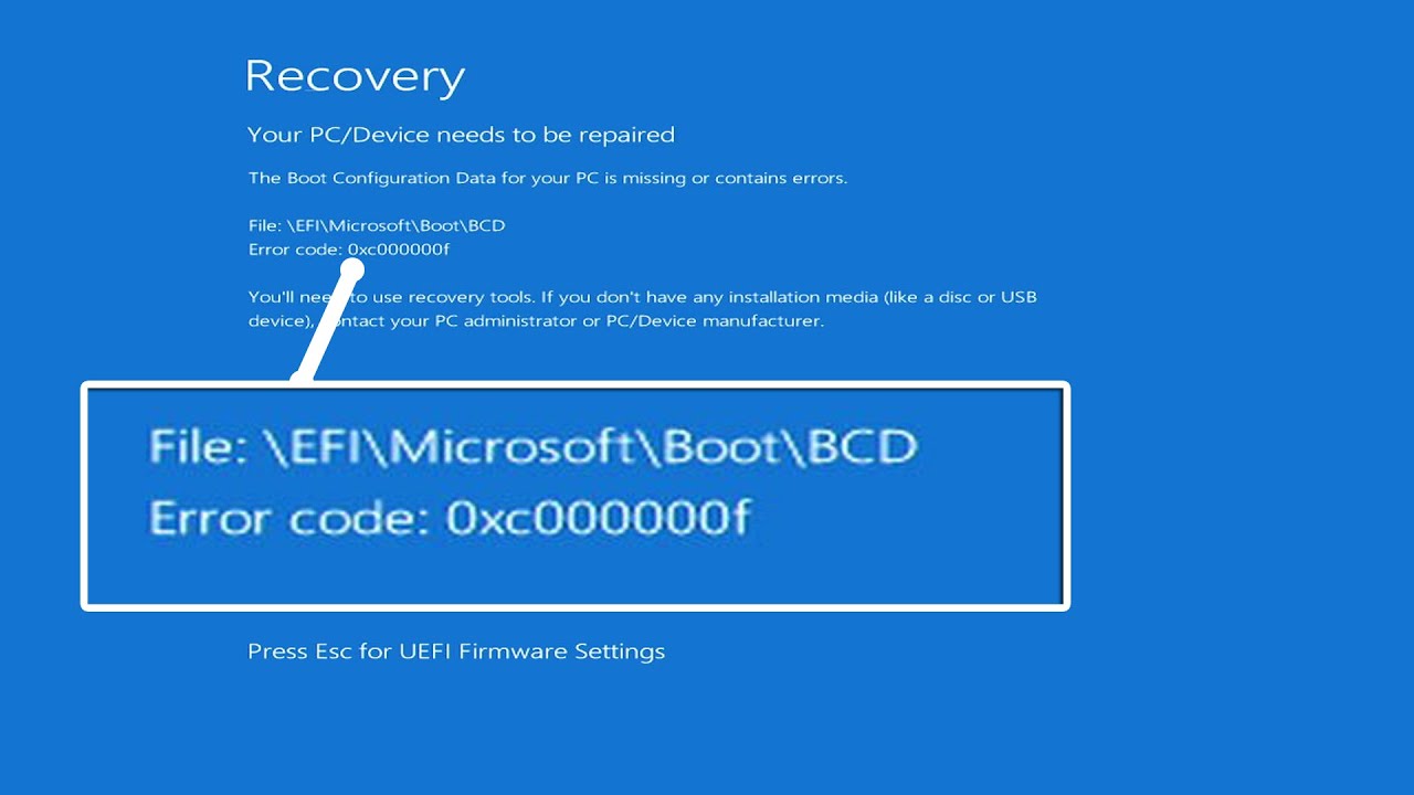 reparar BCD/EFI