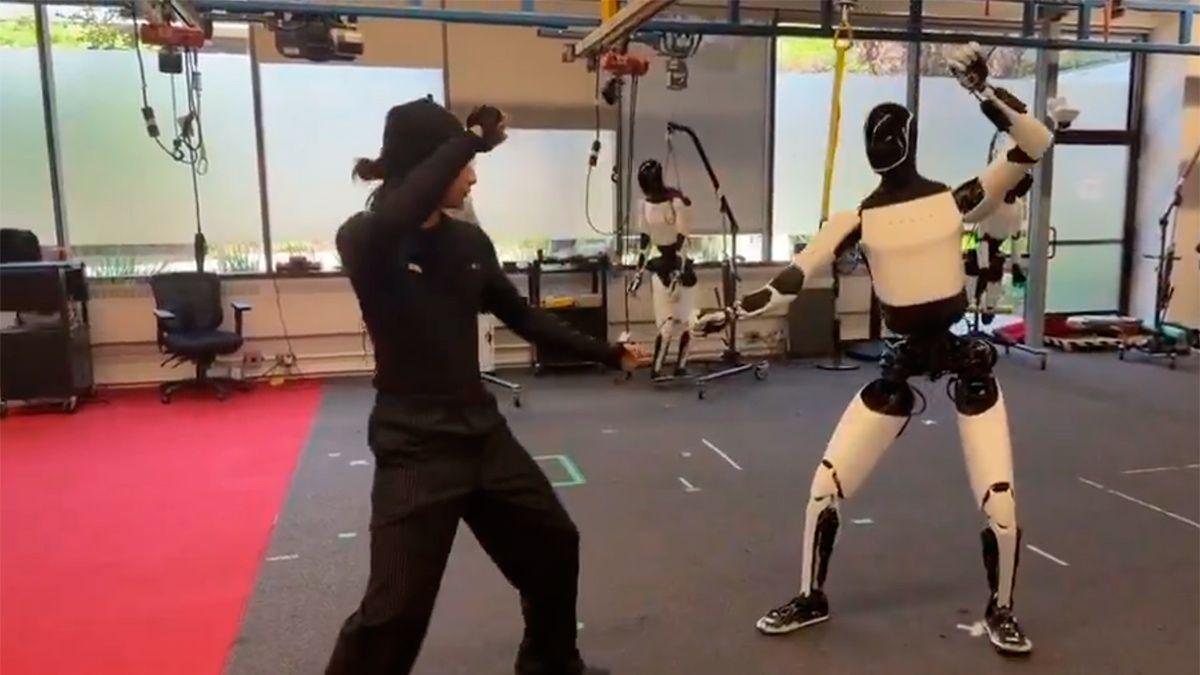 Robot humanoide practicando kung fu