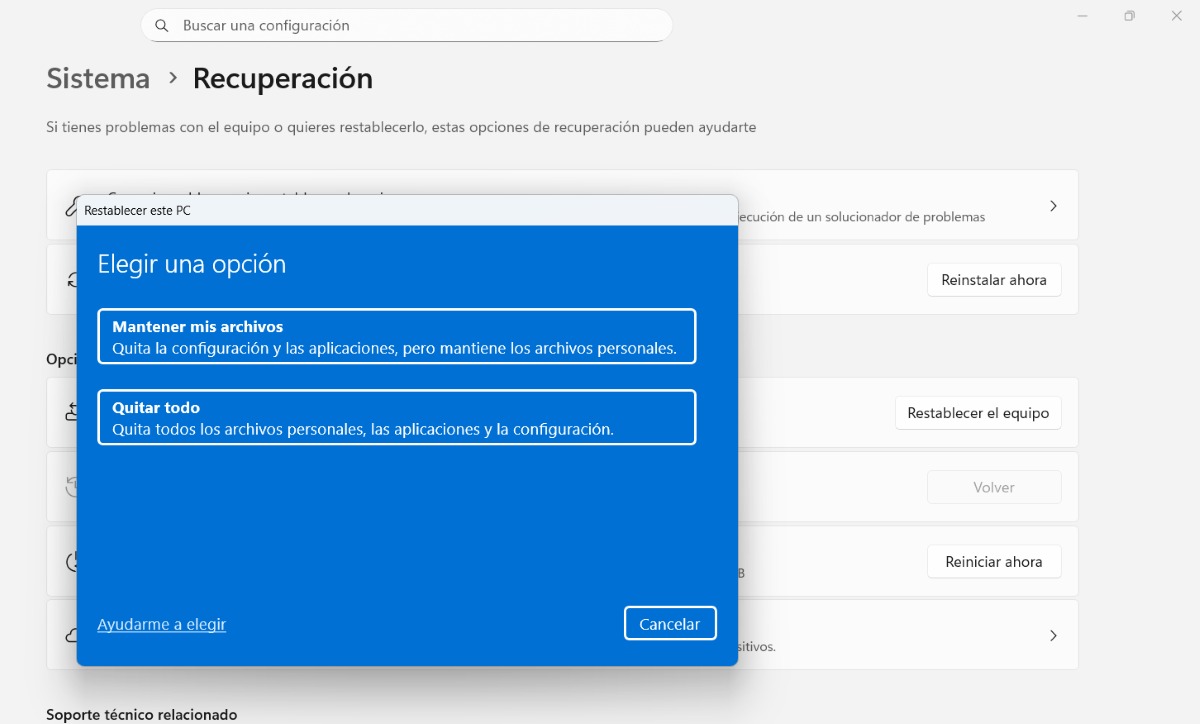 Consideraciones en la recuperación desde la nube en Windows 11