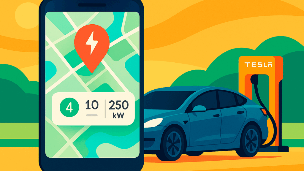 谷歌地图特斯拉超级充电站