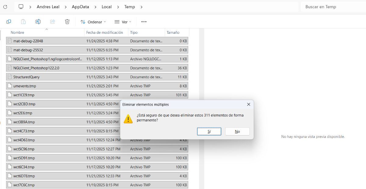 Limpiar la carpeta Temp de forma manual