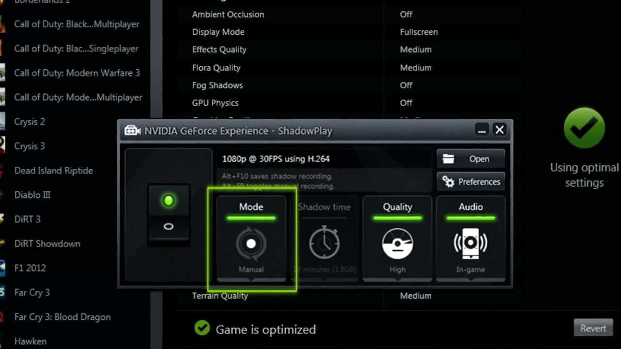 GeForce Experience ShadowPlay