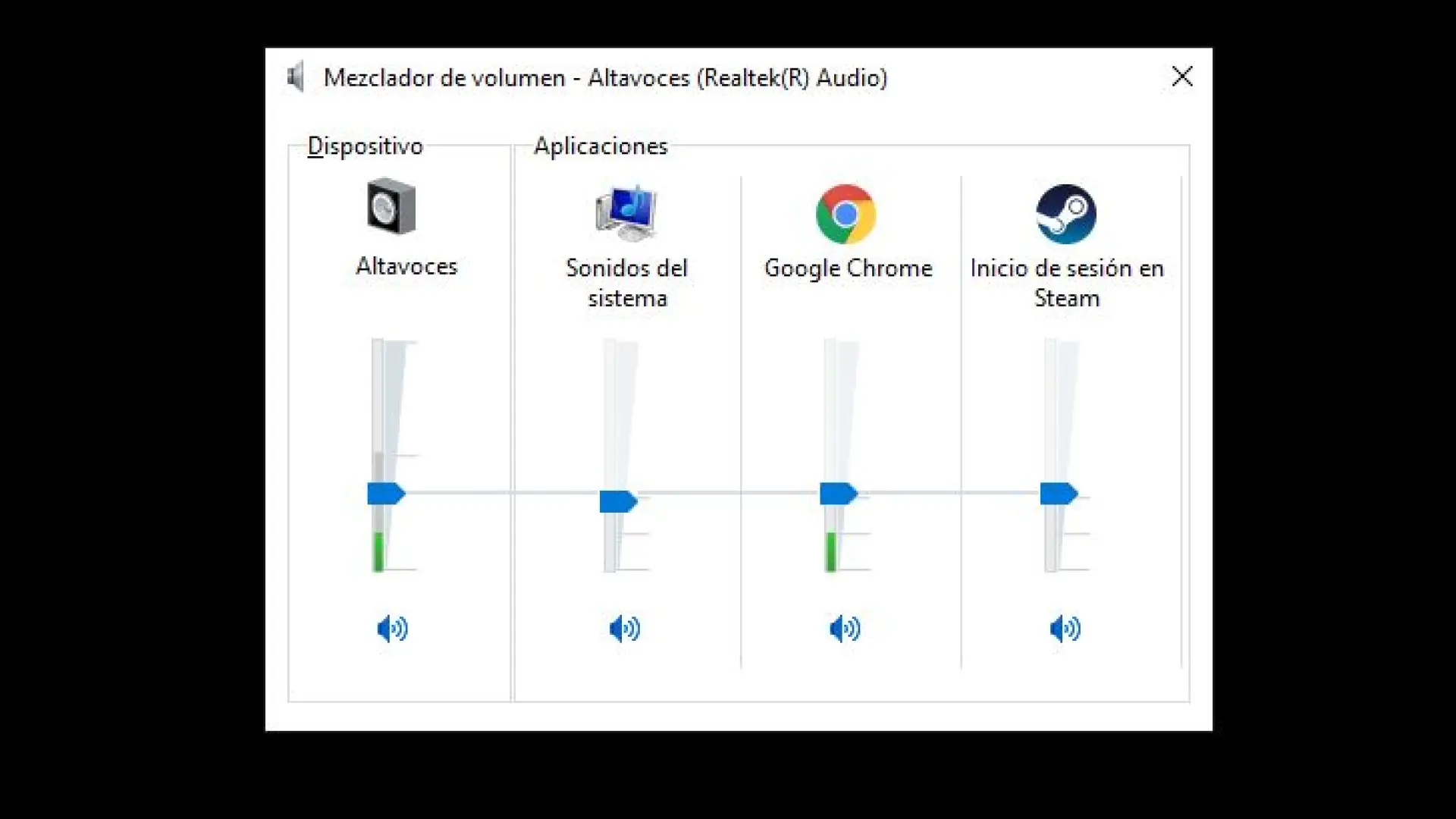 ajustes volumen windows
