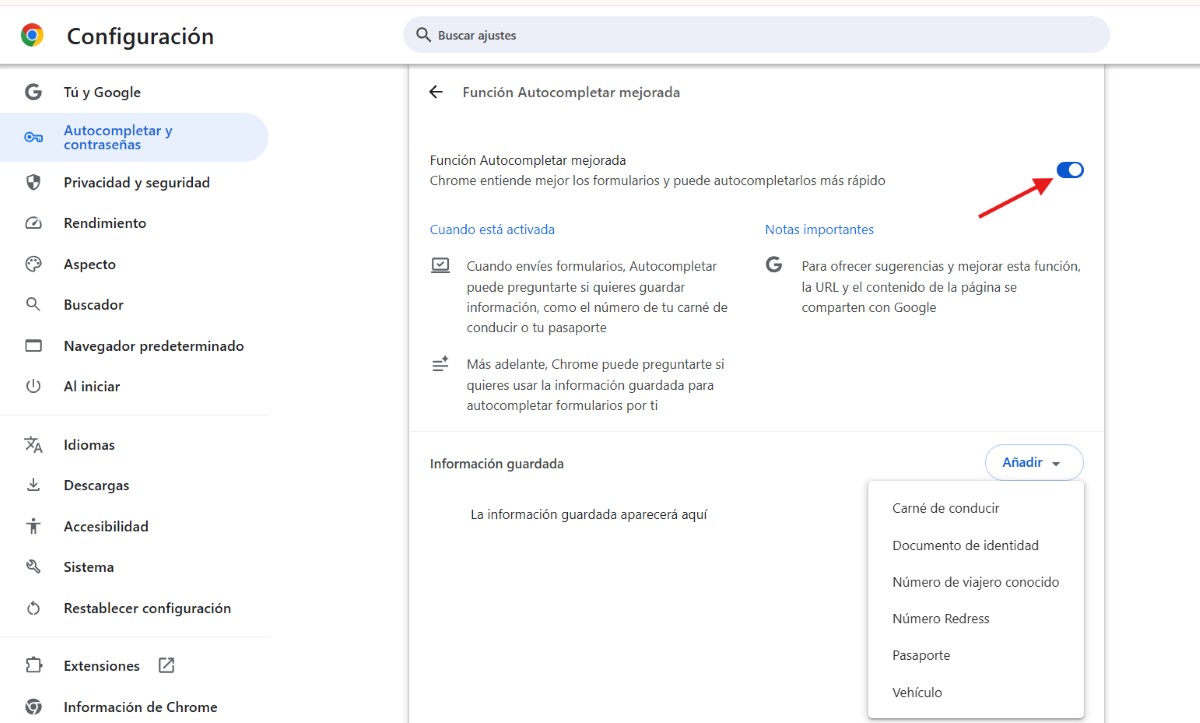Enable Chrome's improved form filling feature