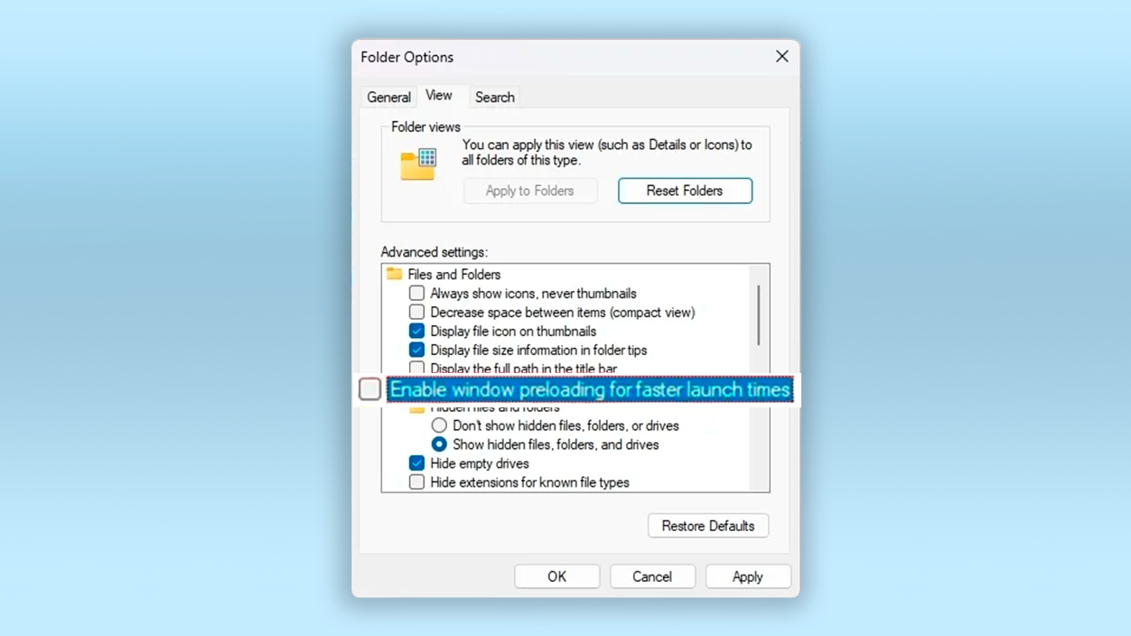 Cómo funciona la precarga del Explorador en Windows 11
