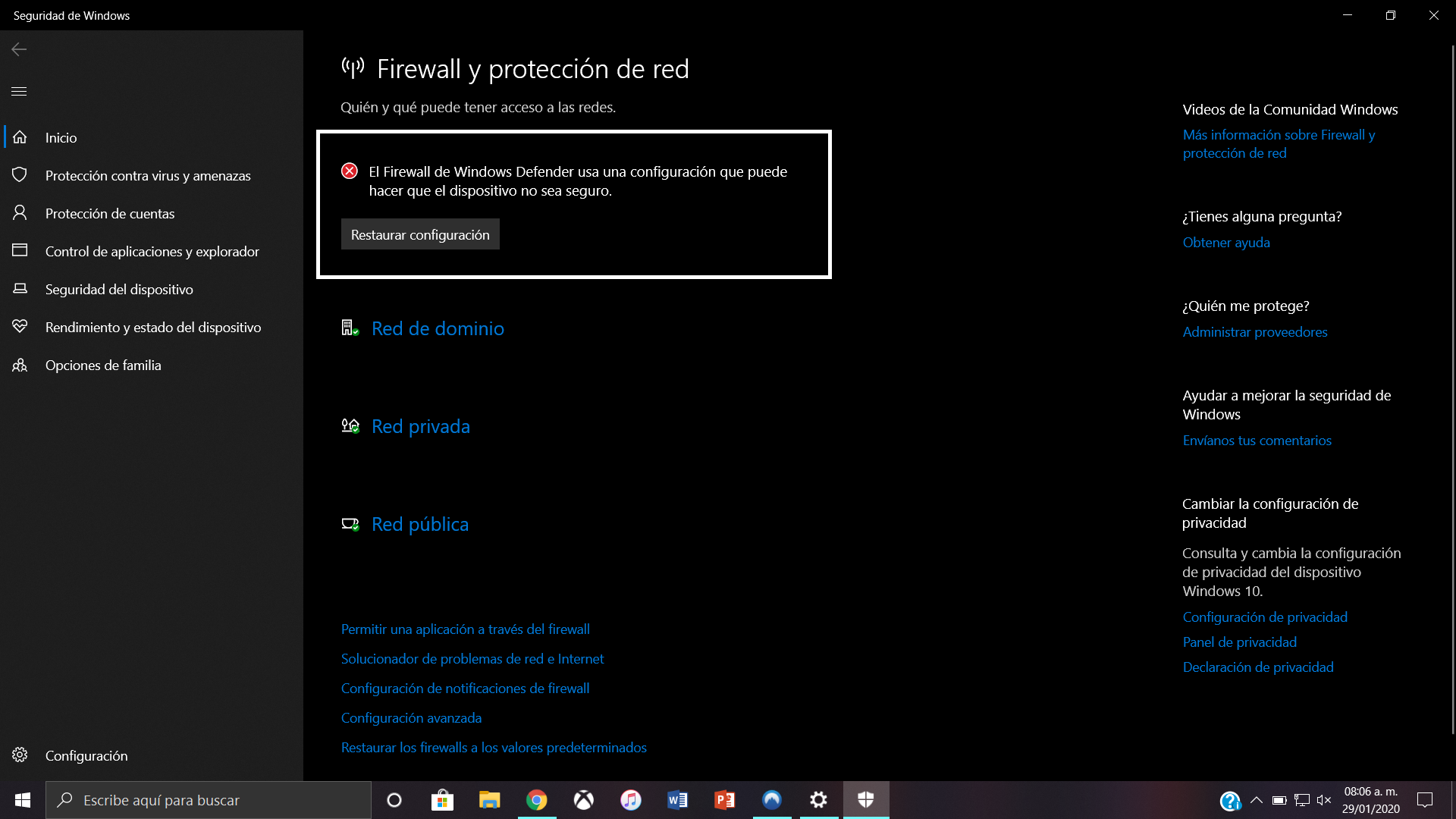 check Windows firewall