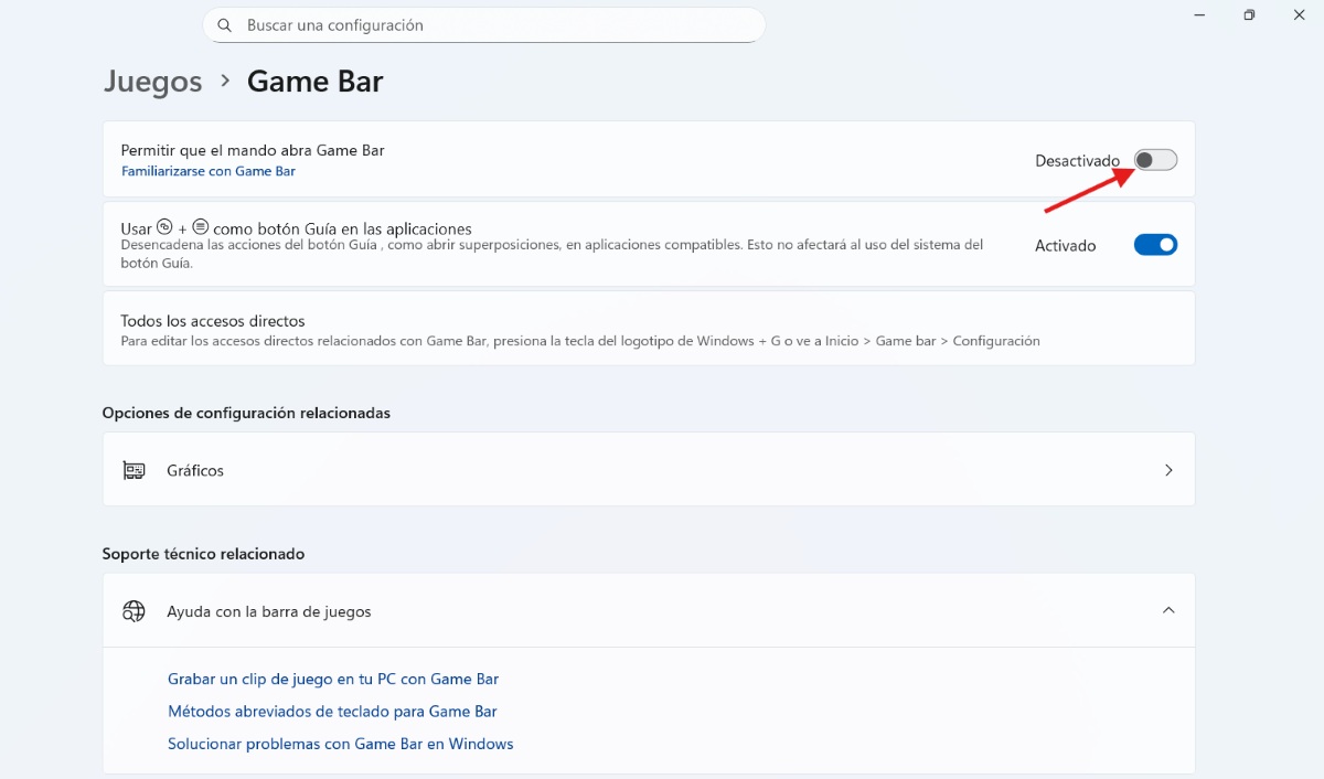 Pasos para desactivar Game Bar en Windows 11