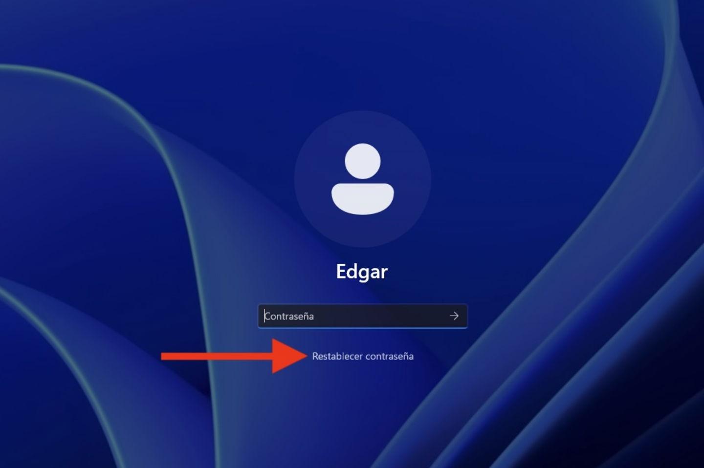 Pantalla de bloqueo con botón de contraseña en Windows 11