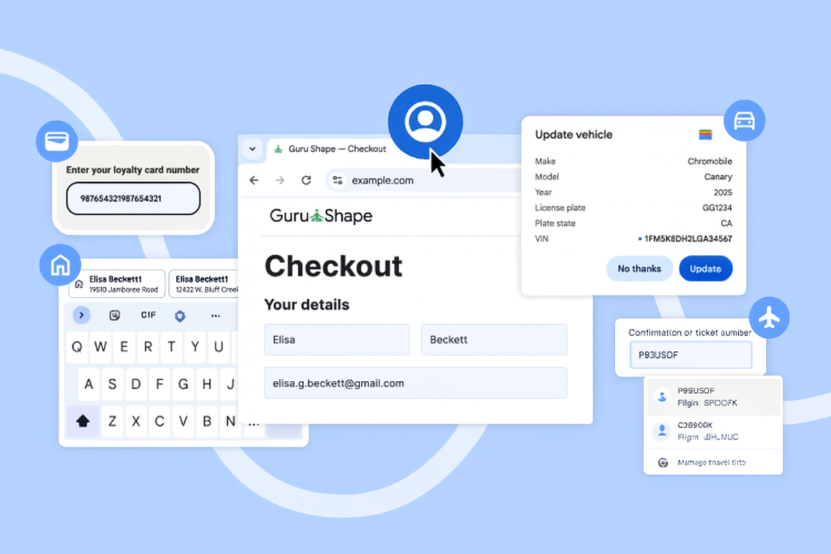 गुगल खाता र वालेटको साथ स्वत: भरण