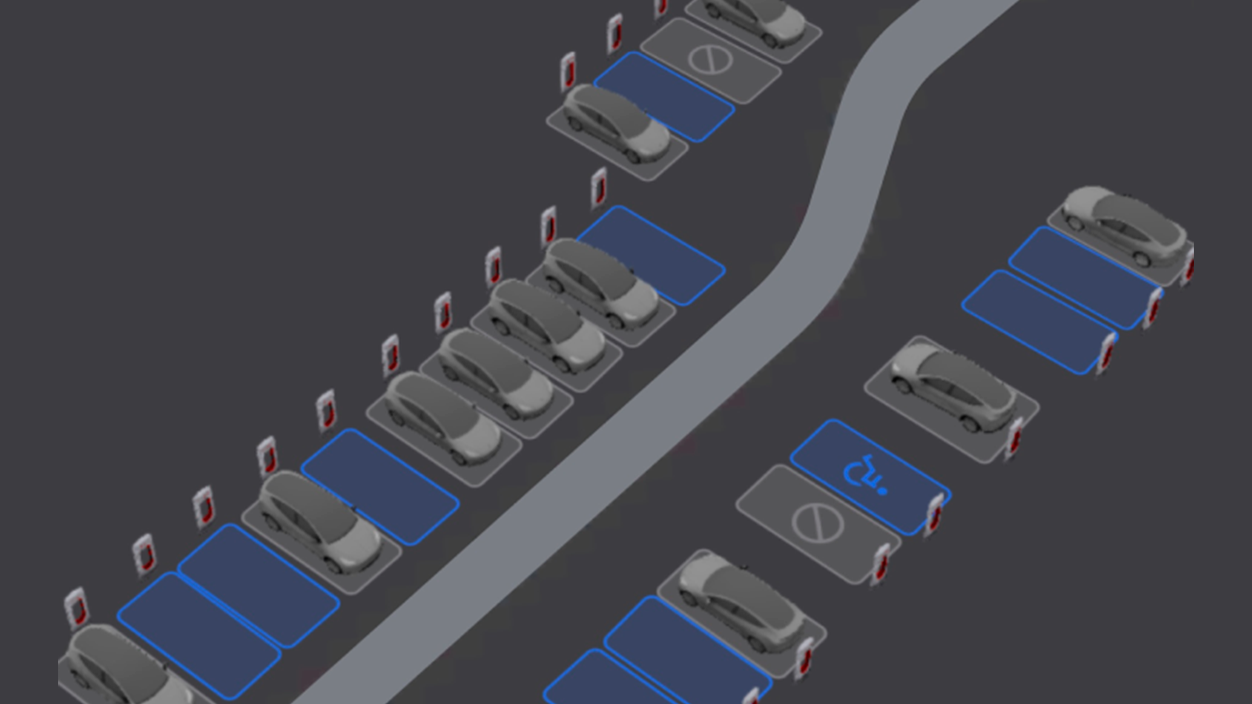 vista 3D de Supercargadores tesla