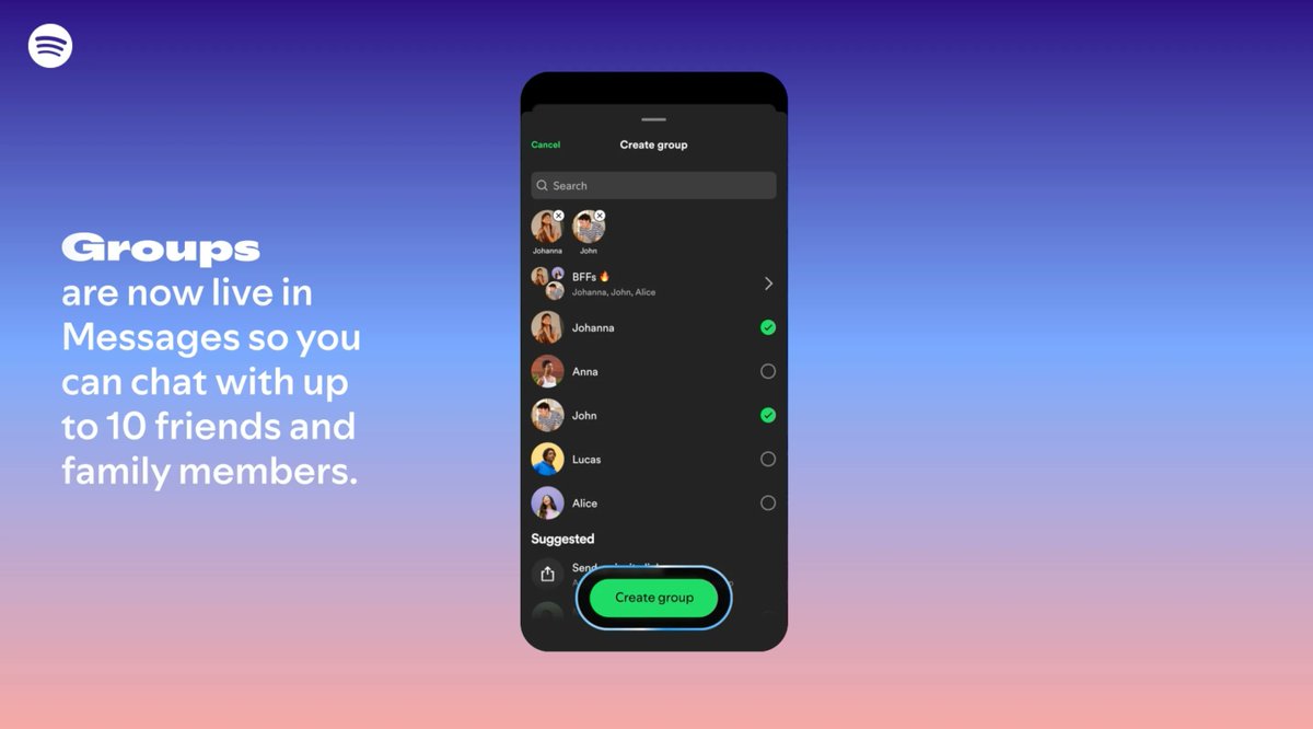 Chats grupales en Spotify