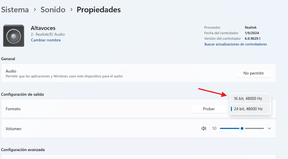 Desincronización audio-vídeo Cambiar el formato de salida