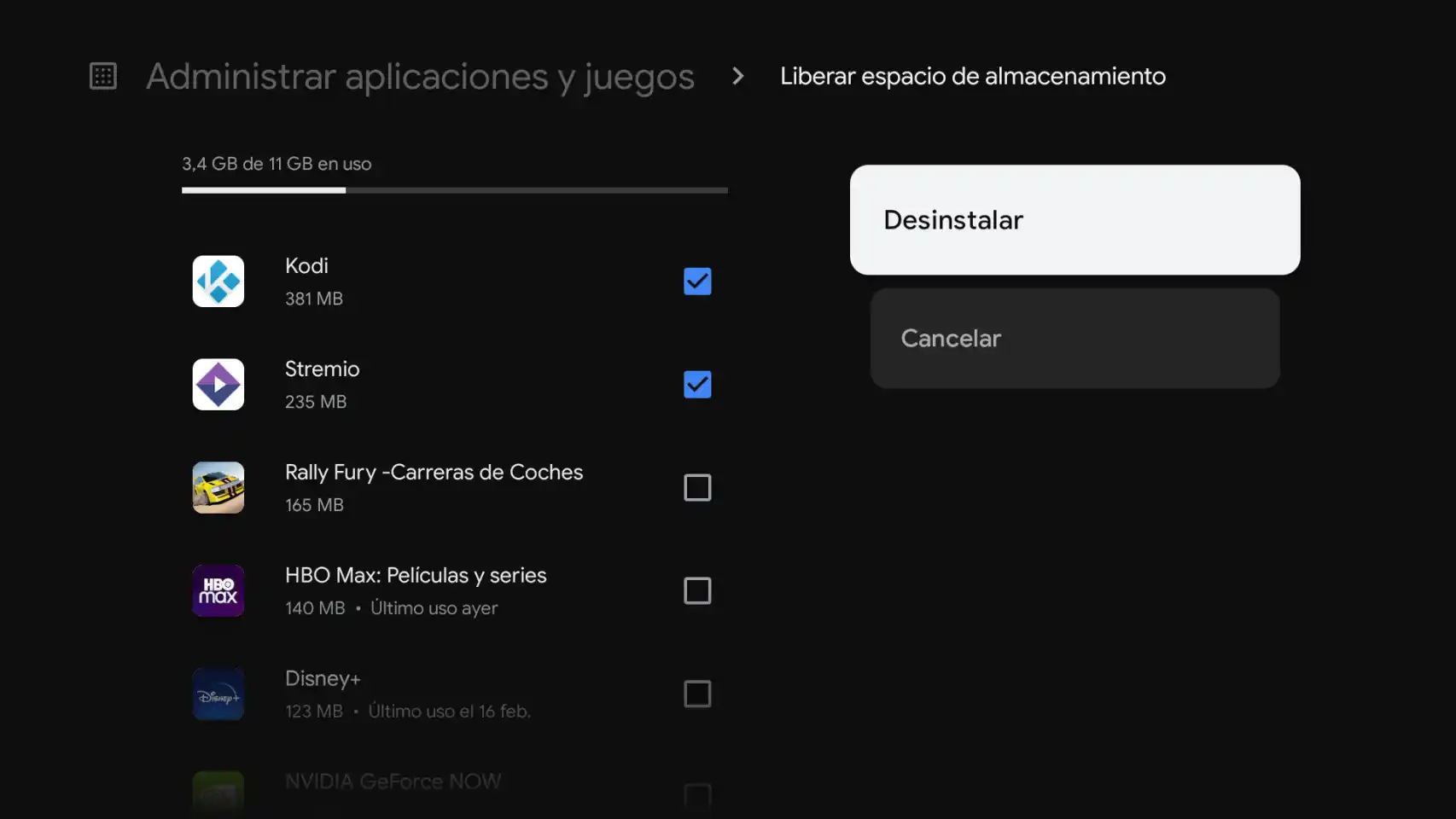 Desinstalar aplicaciones que no usas en Google TV