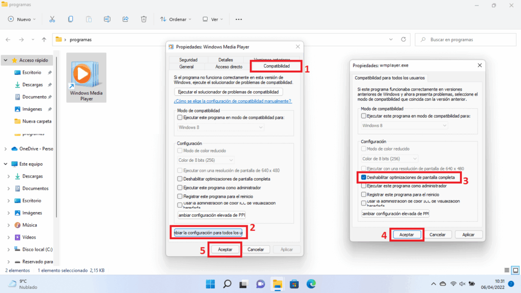 Optimización de pantalla completa en Windows