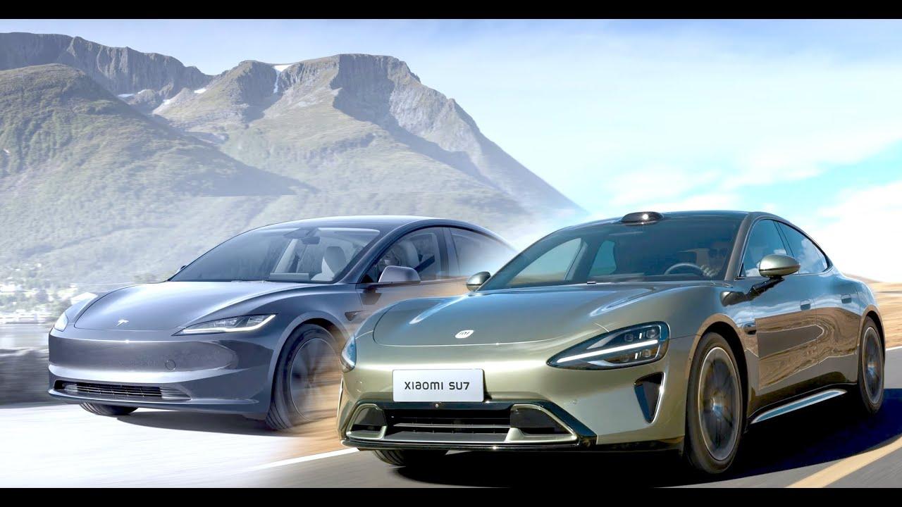 Coches eléctricos Xiaomi SU7 y Tesla Model 3