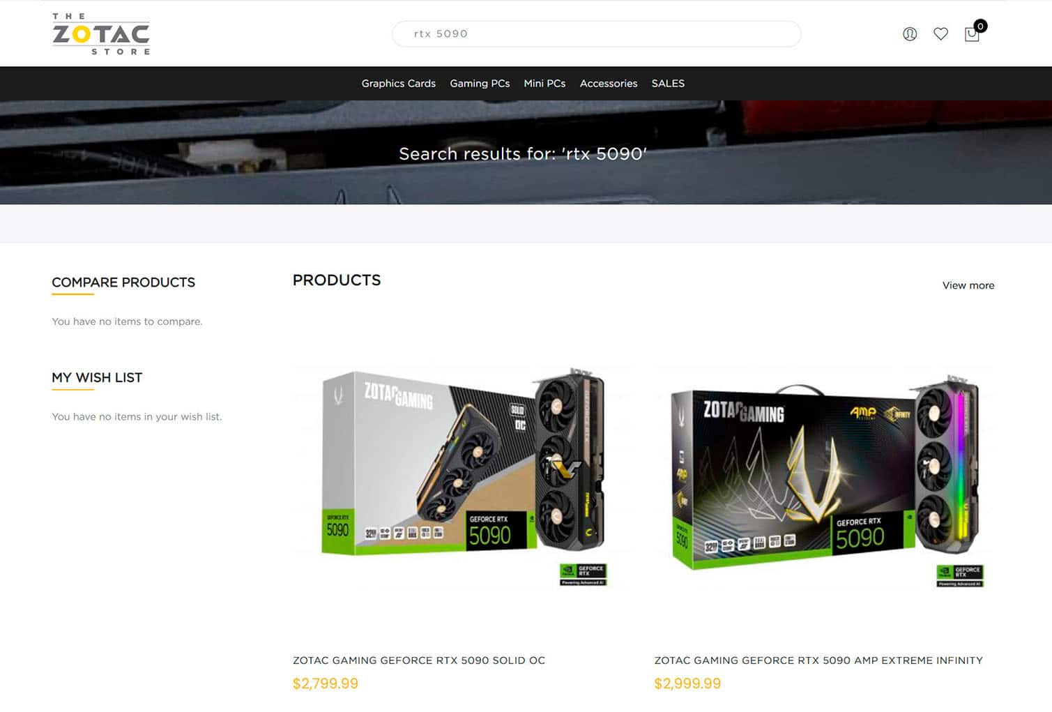 ZOTAC cancela pedidos