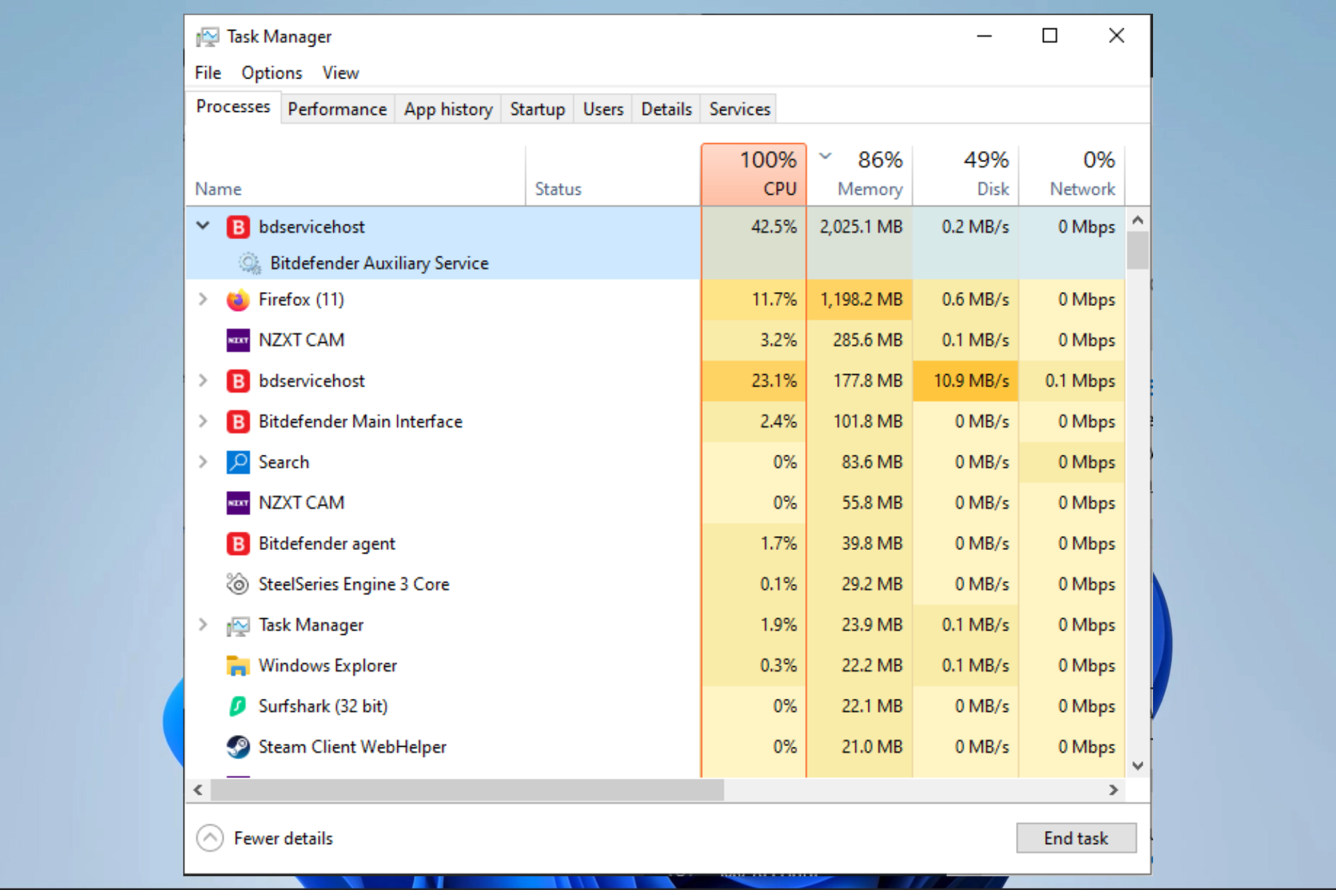 Host del servicio: Servicio de actualización