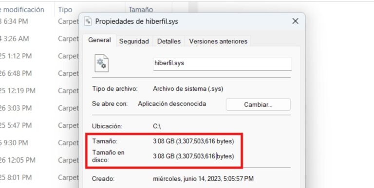 Archivo Hiberfil.sys en Windows