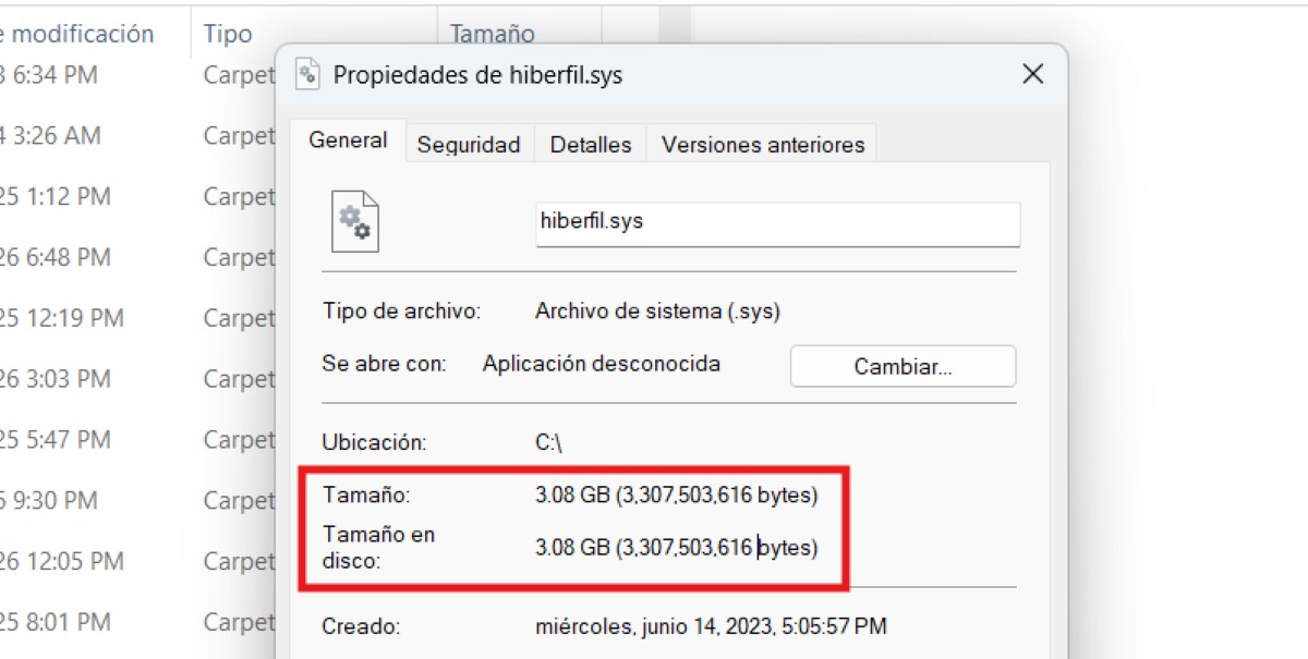 Archivo Hiberfil.sys en Windows