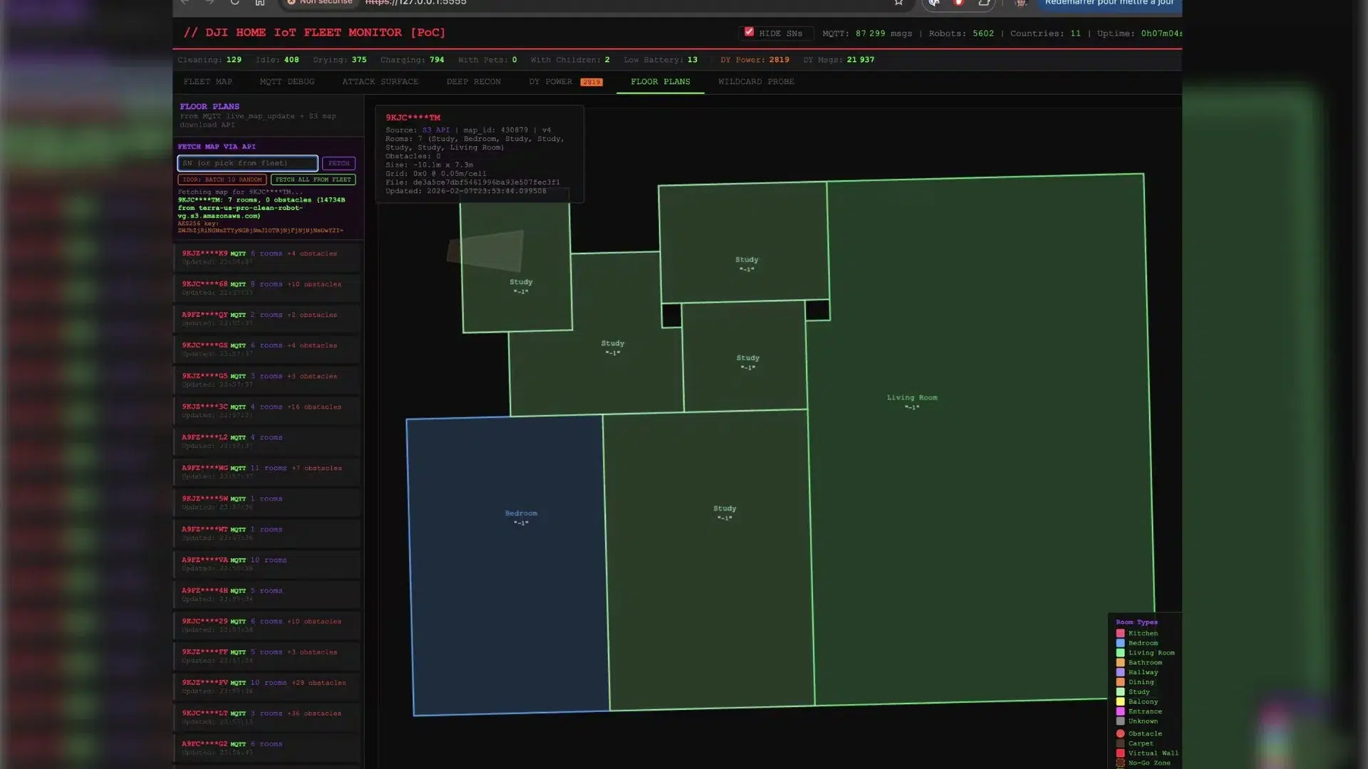 Map data exposed DJI Romo